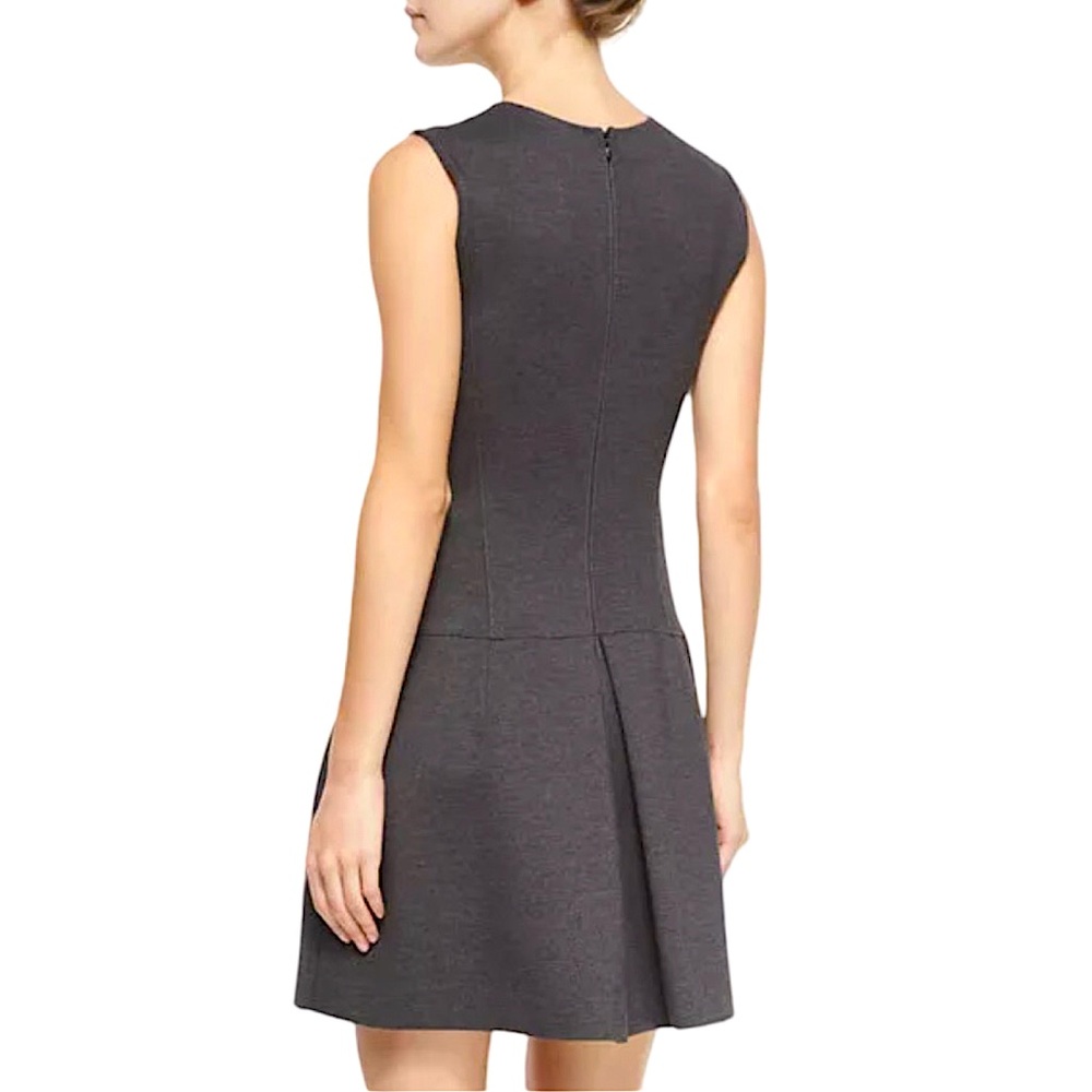 VINCE.EUC. “Ponte” pleated drop waist midi dress.Sleeveless.Charcoal grey.Size 0 - Picture 2 of 15
